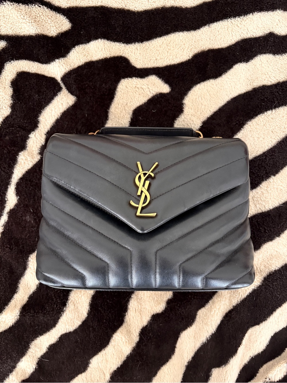 Saint Laurent Black LouLou Bag with Gold YSL Logo
